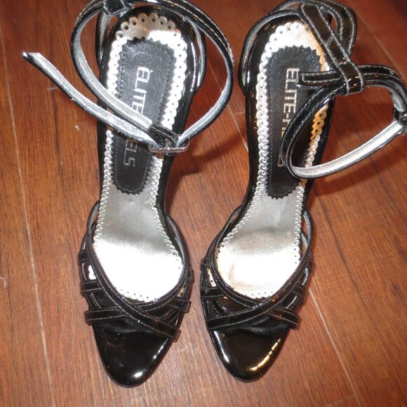 LOOK AT THESE HEELS!  NIB  ELITE Extreme Black High Heel Sandals - Picture 8 of 12